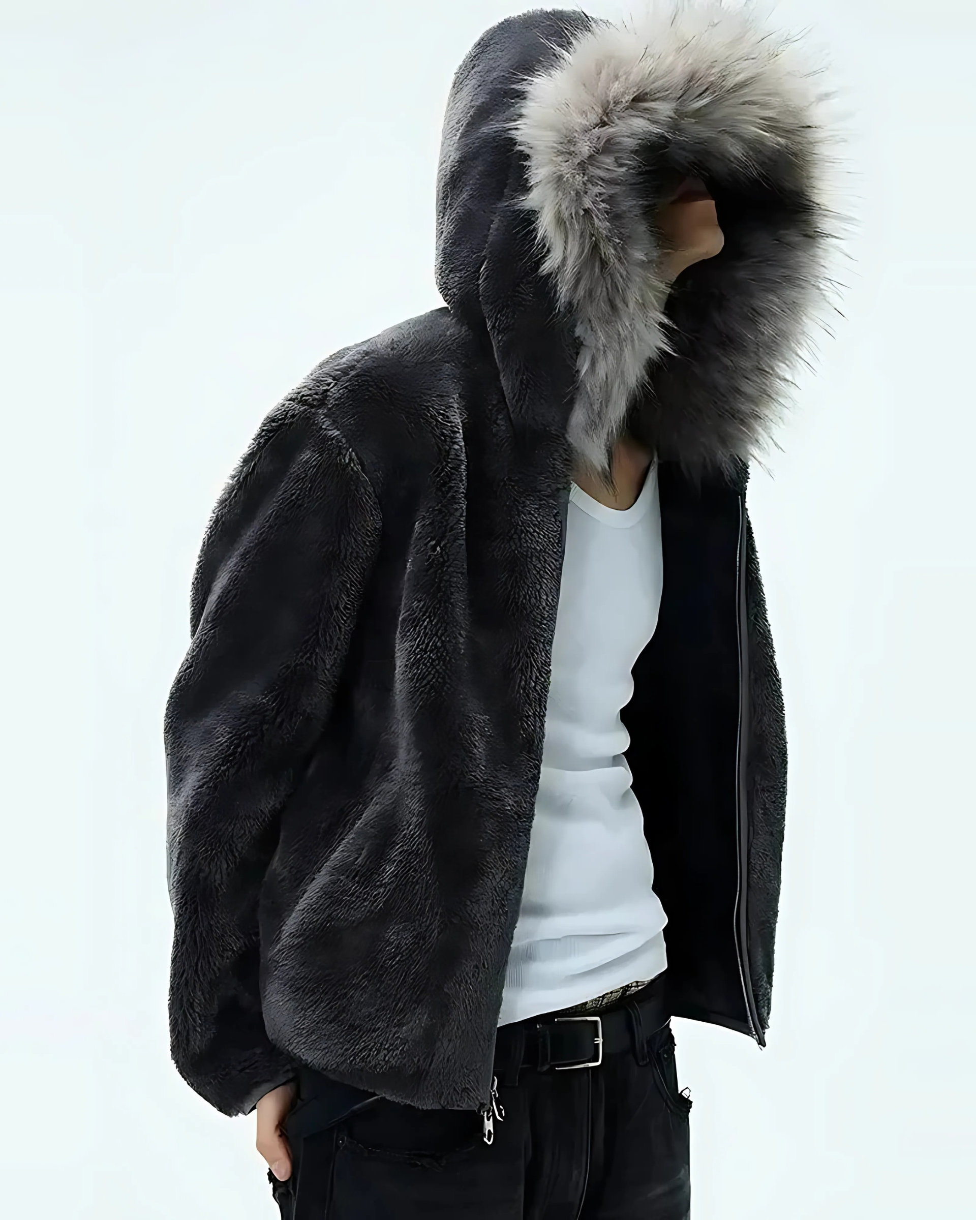 Shadow Fur Hooded Jacket – Arctic Trim