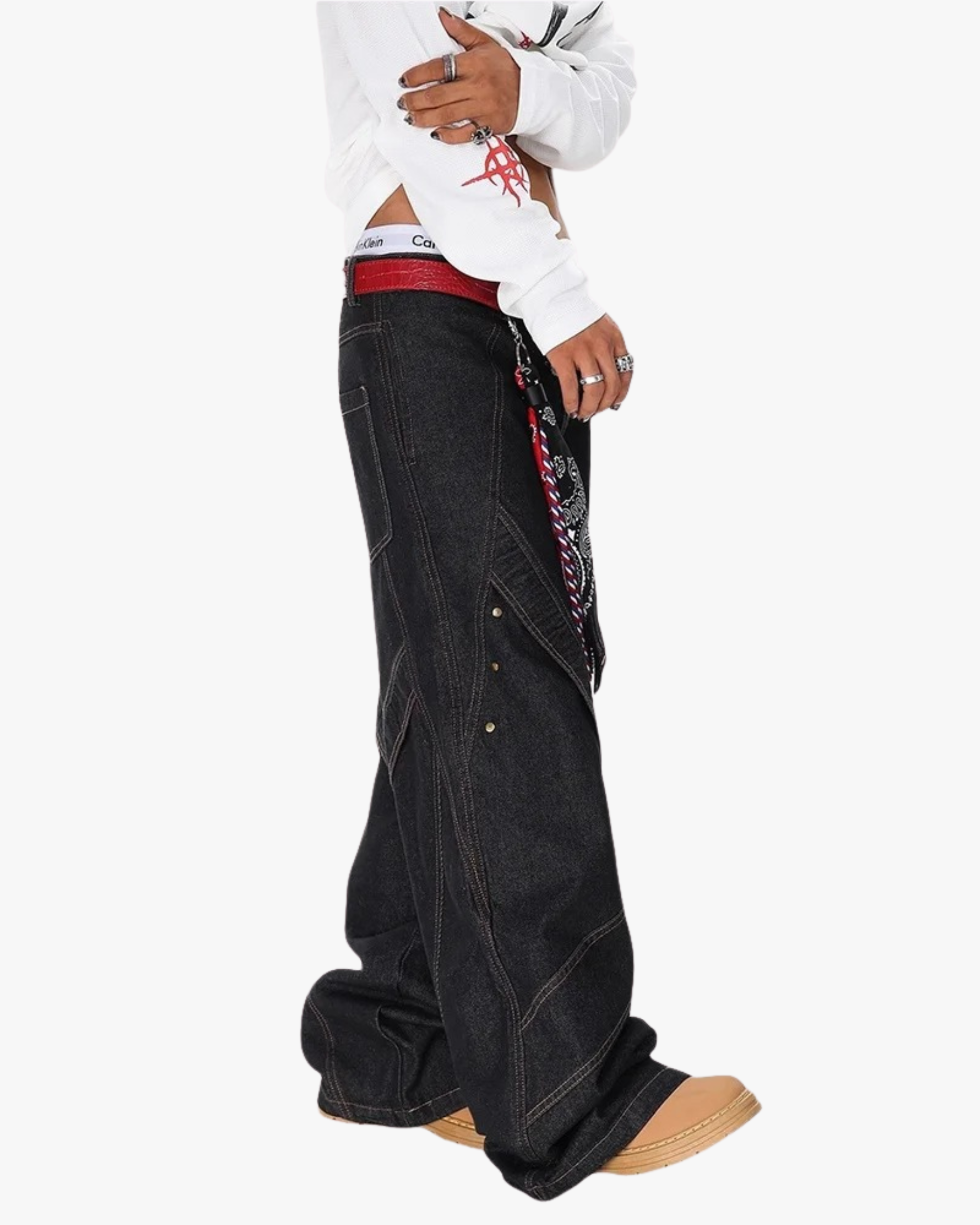 Phantom Stitch Wide-Leg Jeans