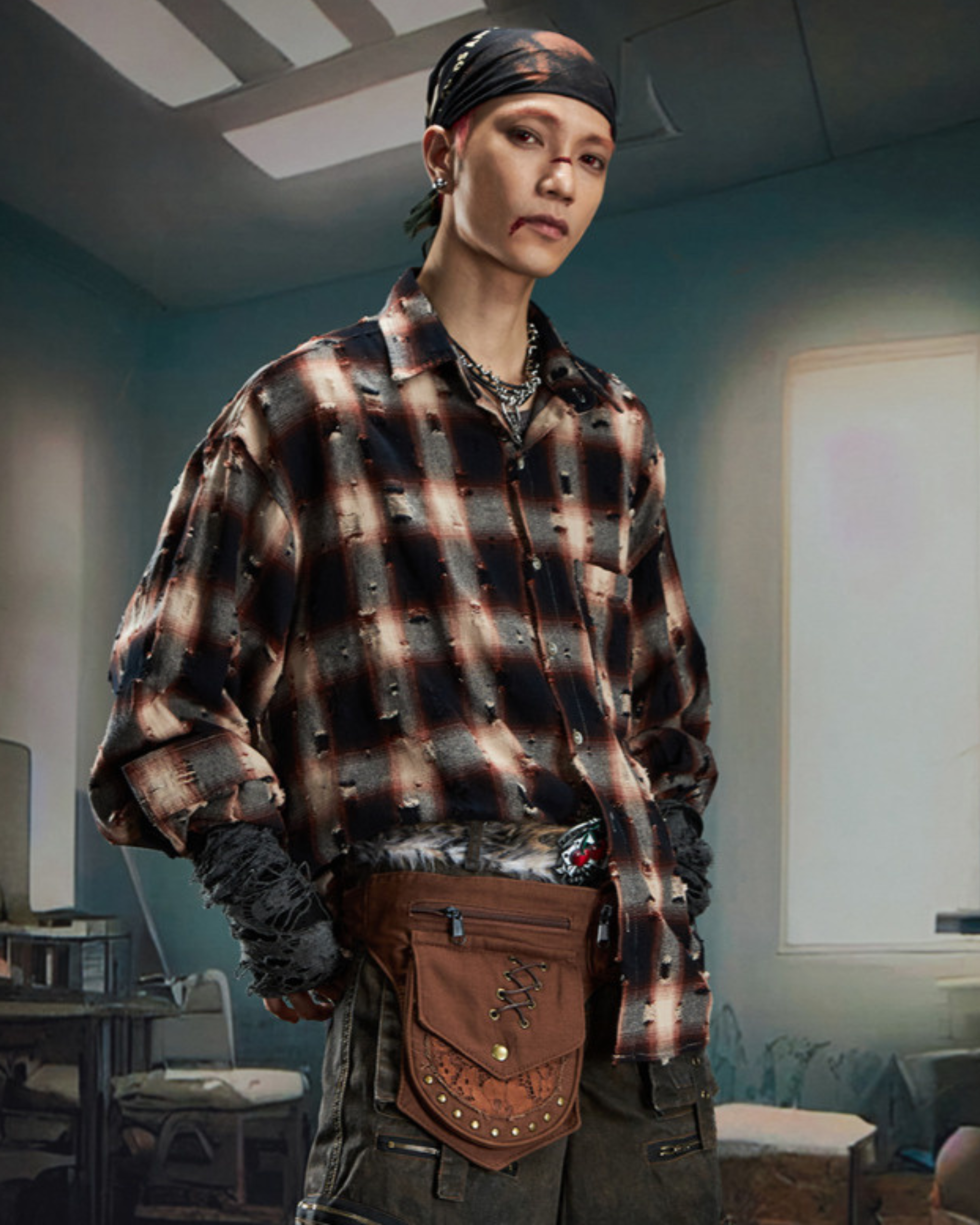 Distressed Checkered Shirt