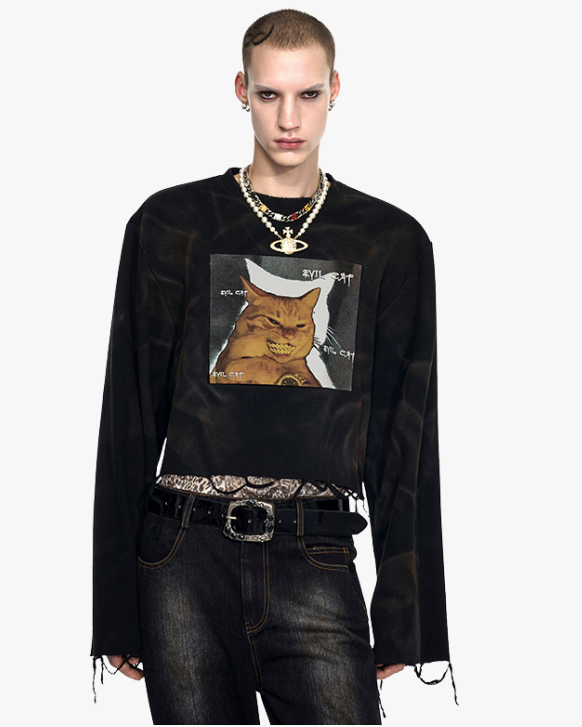 Distressed Crop Sweatshirt