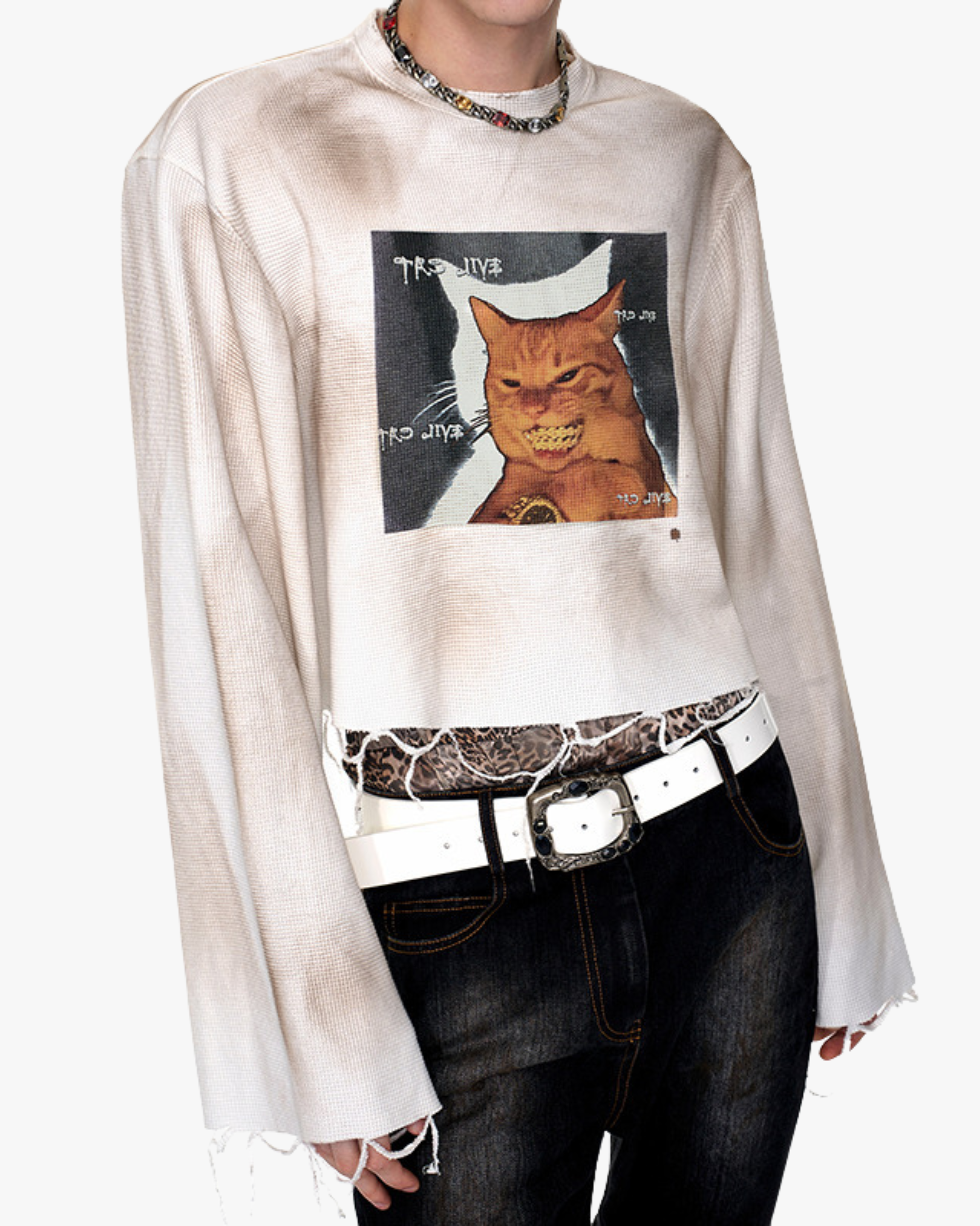 Distressed Crop Sweatshirt