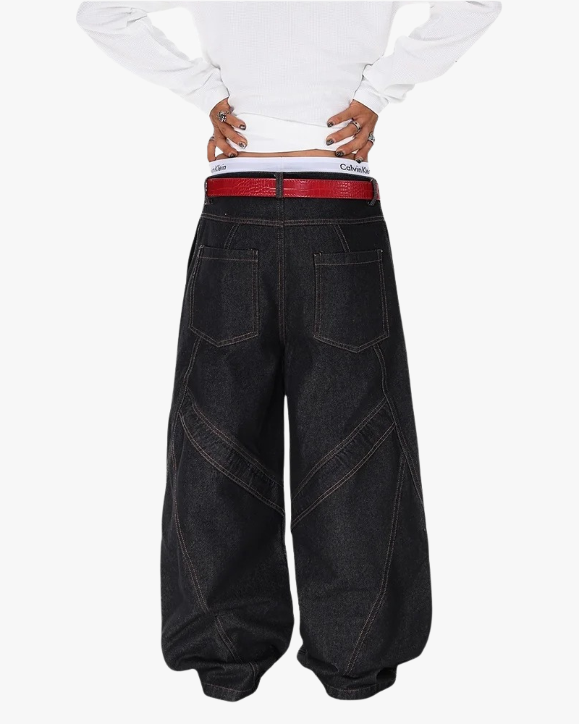 Phantom Stitch Wide-Leg Jeans