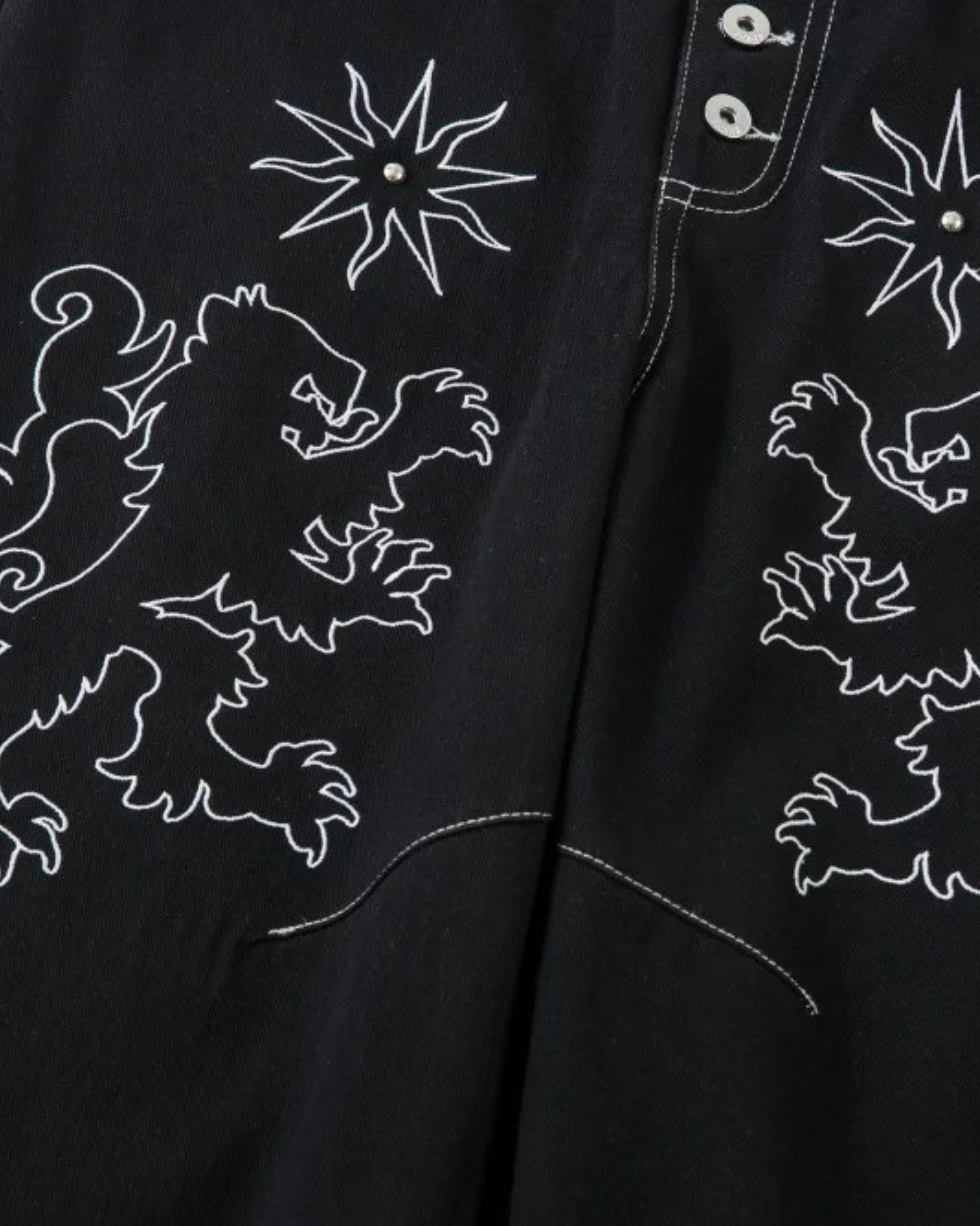 Heraldic Wide-Leg Denim