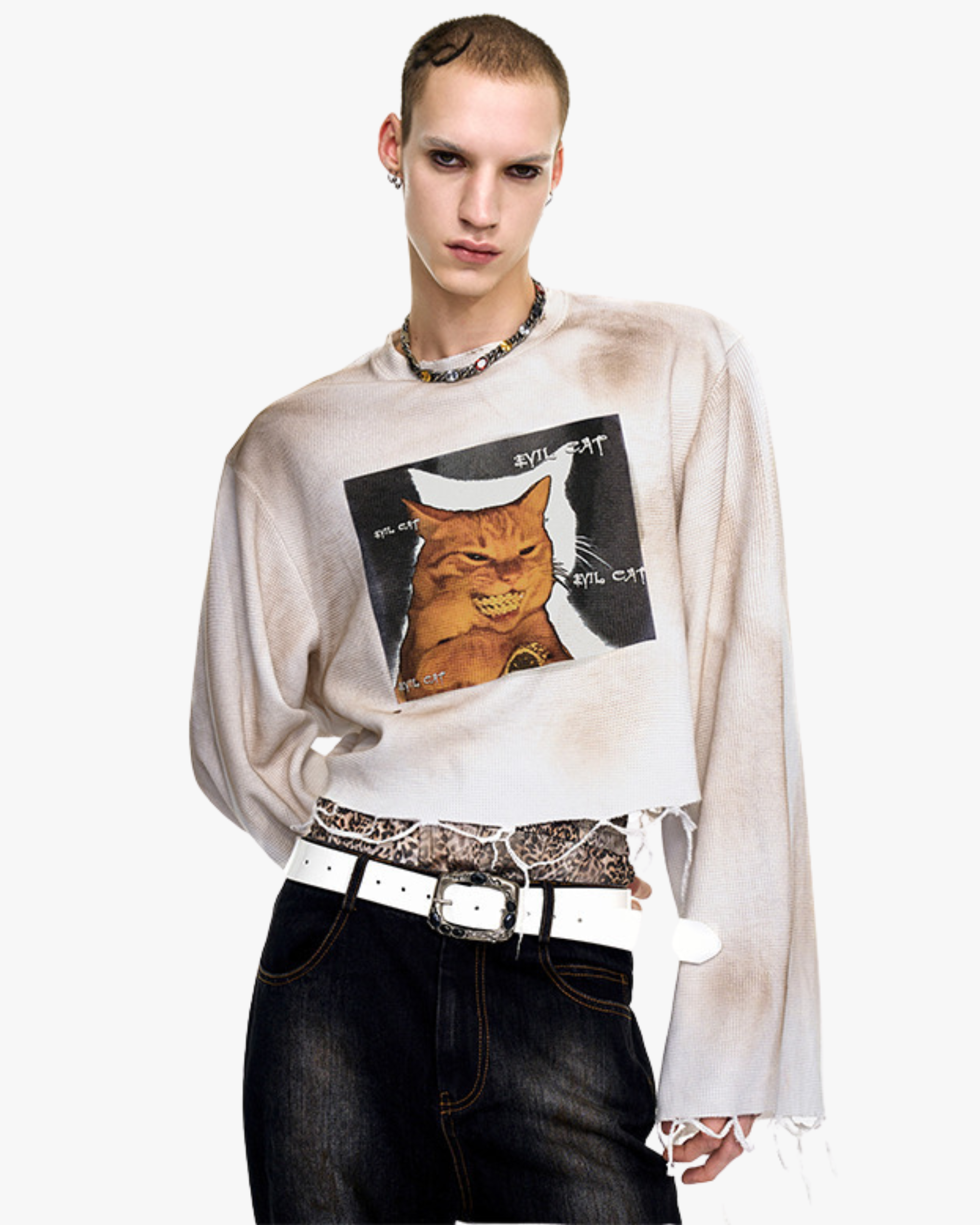 Distressed Crop Sweatshirt