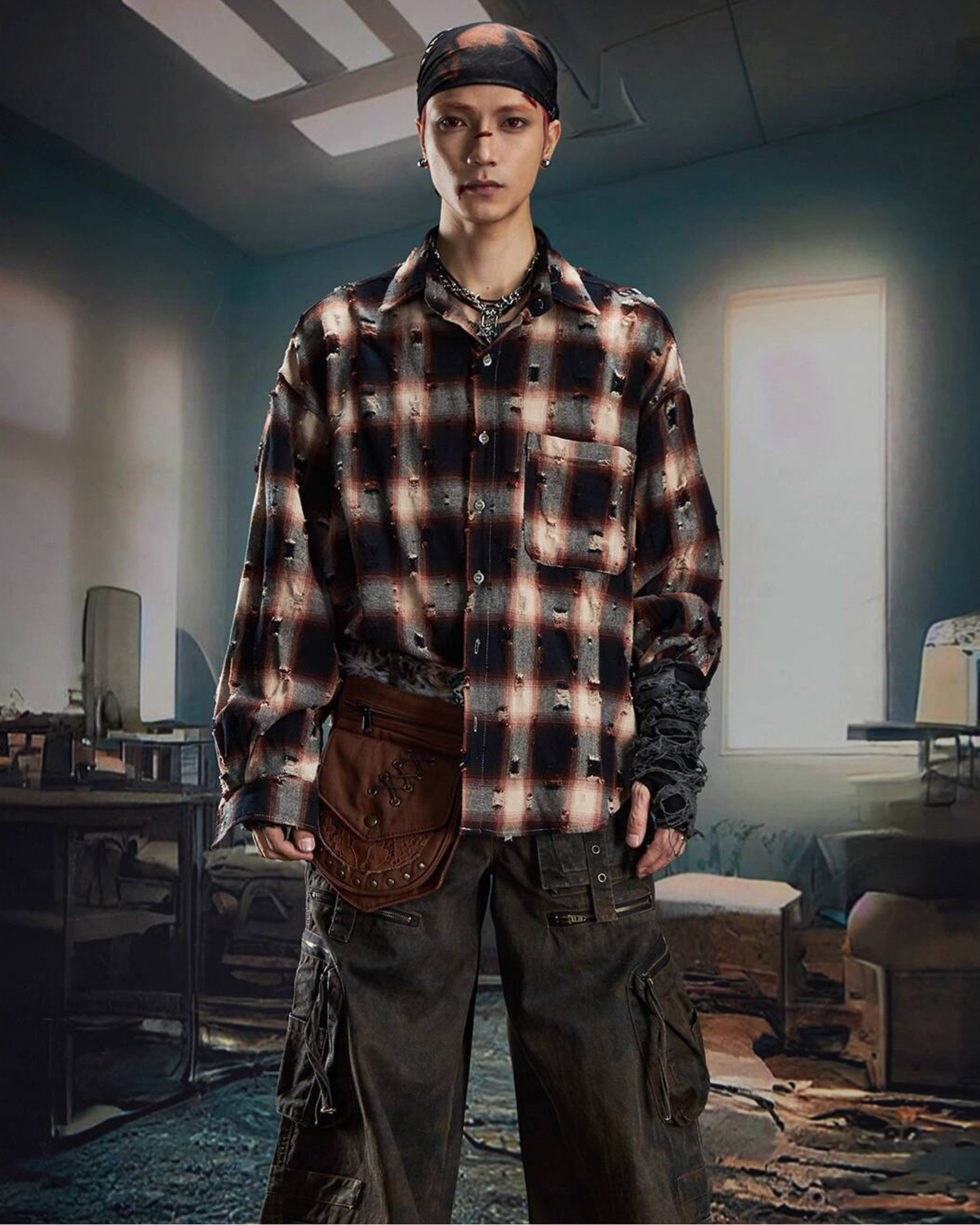 Distressed Checkered Shirt