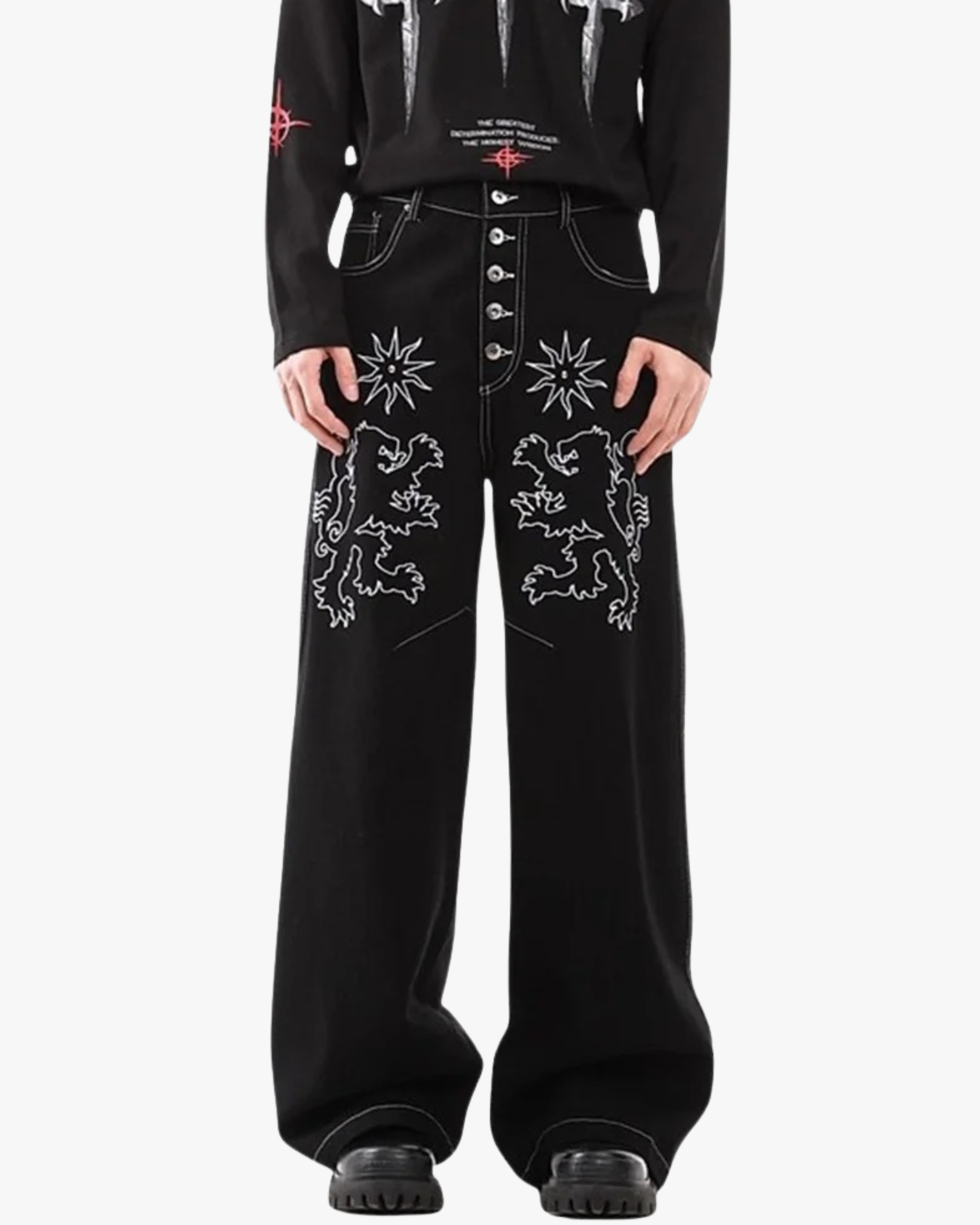 Heraldic Wide-Leg Denim