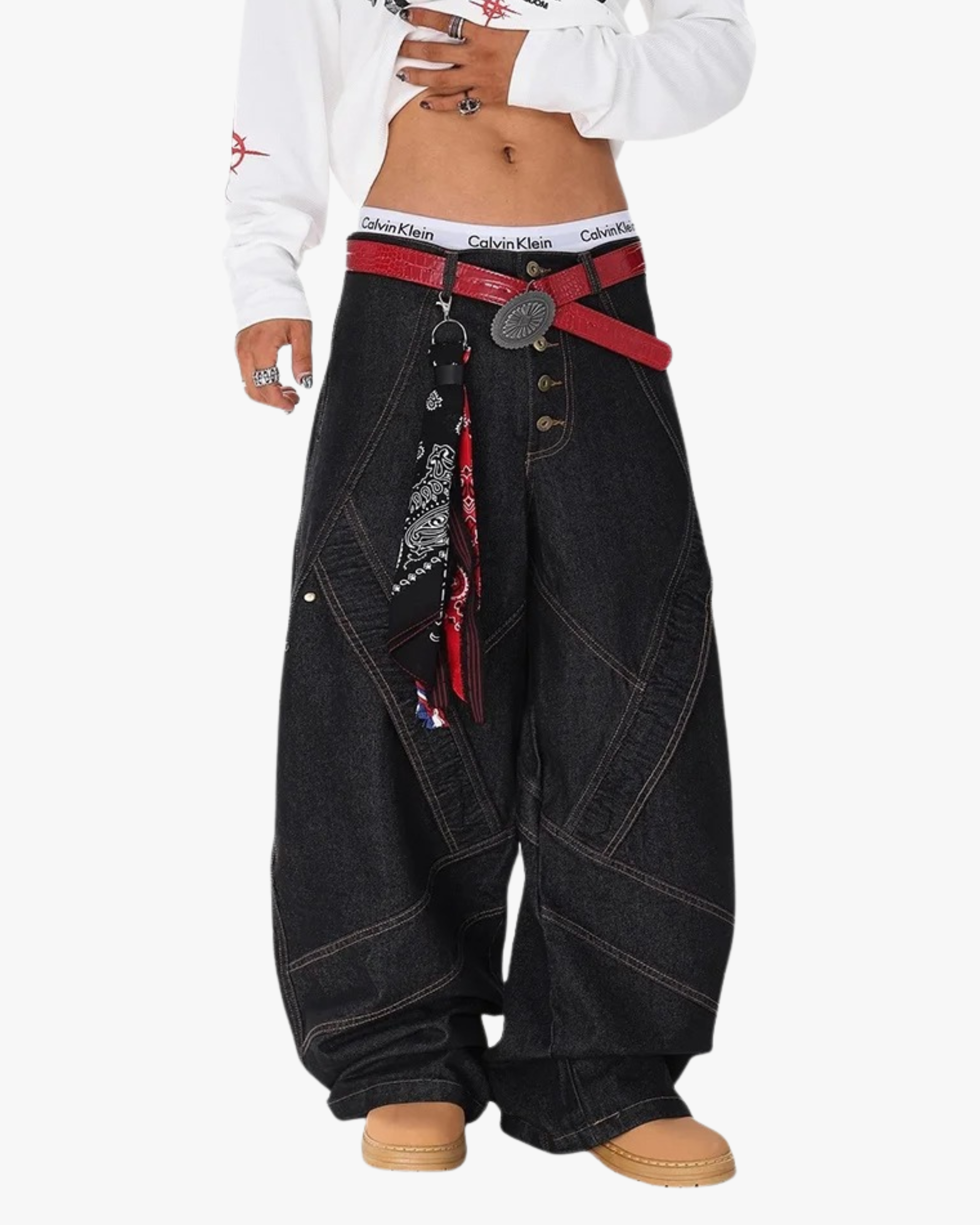 Phantom Stitch Wide-Leg Jeans