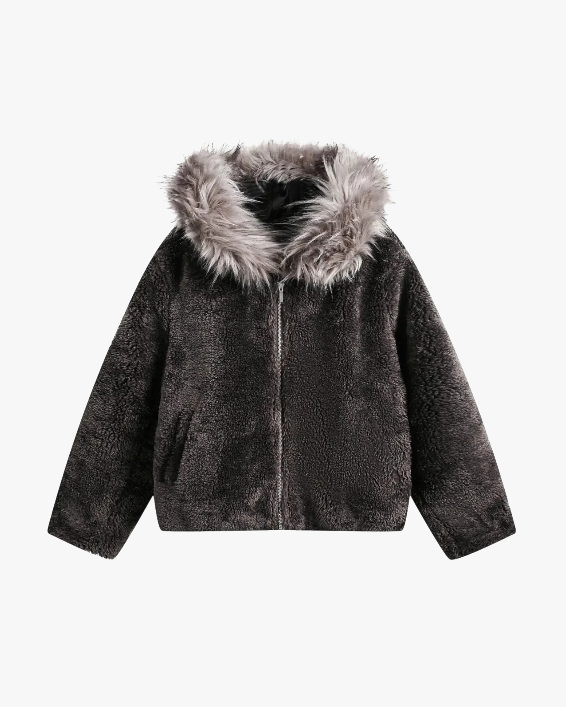 Shadow Fur Hooded Jacket – Arctic Trim