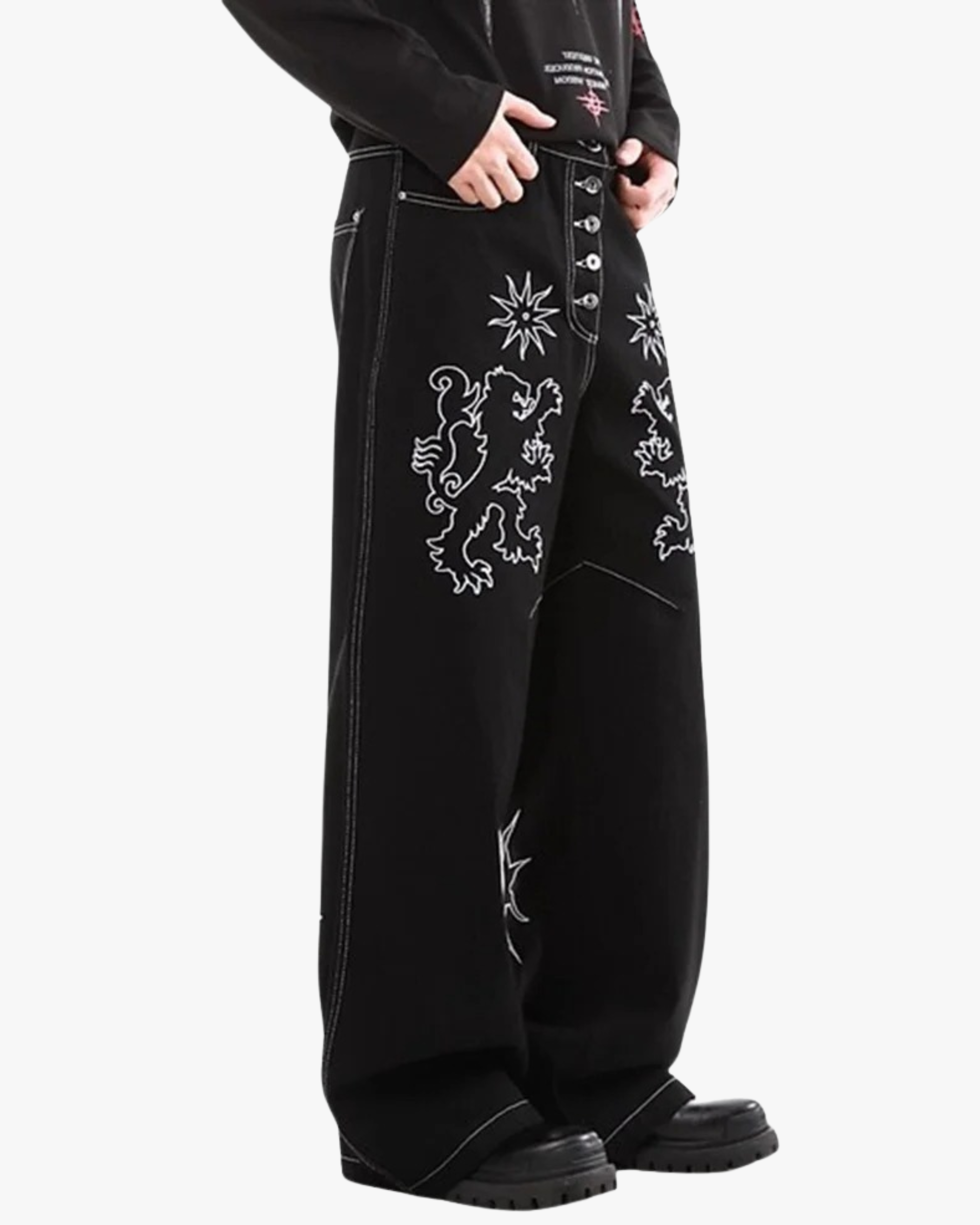 Heraldic Wide-Leg Denim